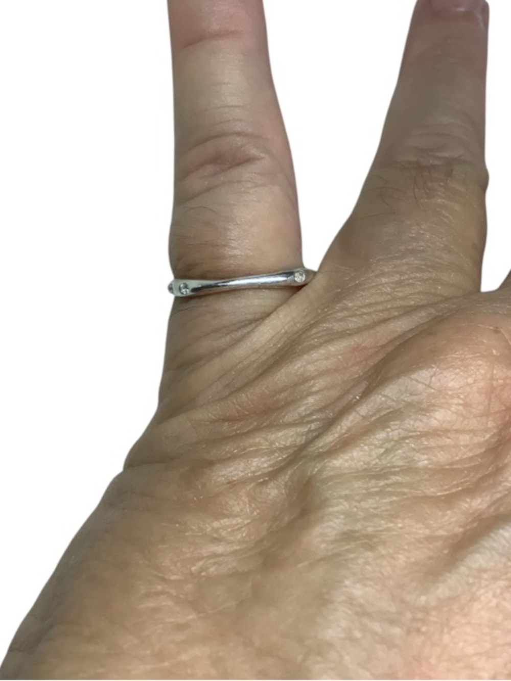 Spartina Sterling Silver cubic zirconia Band Ring – Size 8 (Unisex)